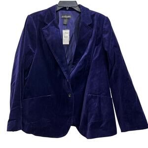 Lane Bryant Royal Purple Velvet Lined blazer pockets NWT plus Sz 18